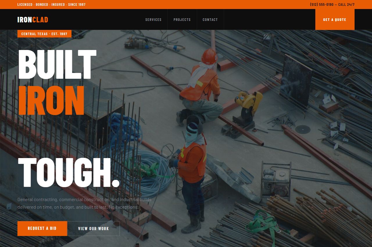 Ironclad Construction website